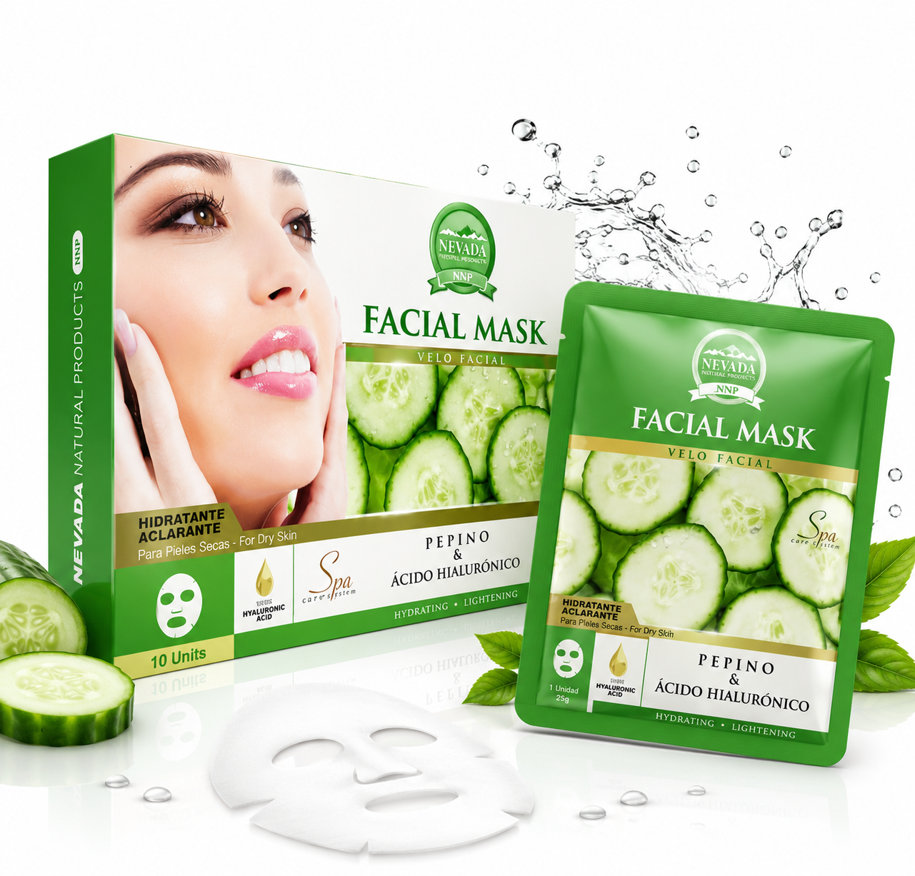 HydraCucumber Pro™ | Mascarilla Facial de Pepino y Ácido Hialurónico (10 Unidades)